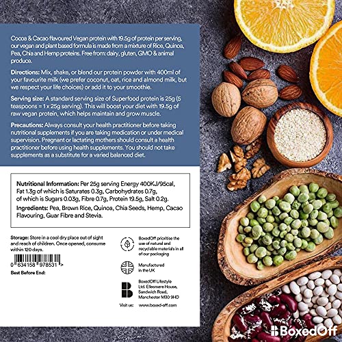 Vegan Protein Powder, Complete Plant Based Protein - 5 Plant Protein Sources - No Additives Boxed Off buy supplements canada