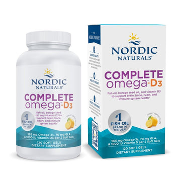 Nordic Naturals Complete Omega-D3, Lemon Flavor - 120 Soft Gels - 565 mg Omega-3 + 70 mg GLA + 1000 IU Vitamin D3 - EPA & DHA - Healthy Skin, Cognition, Positive Mood - Non-GMO - 60 Servings Nordic Naturals buy supplements canada