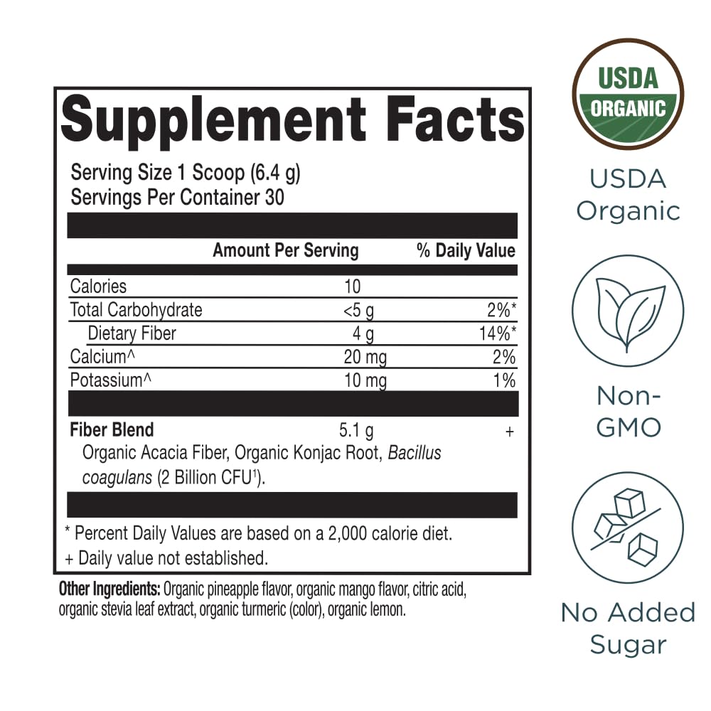 Ancient Nutrition Organic Fiber Powder, Pineapple Mango, Soluble Fiber from Acacia & Konjac Root, Supports Digestive Health, Reduces Bloating, 6.4 oz Ancient Nutrition buy supplements canada