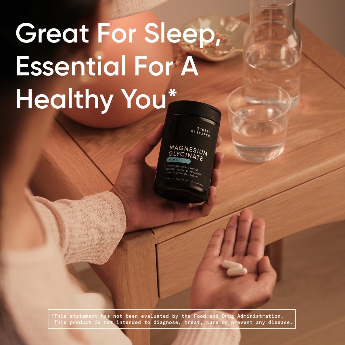Sports Research® Magnesium Glycinate - Supports Restful Sleep & Enzymatic Processes - 160 mg Chelated Magnesium - Vegan Capsule - 90 Count Sports Research buy supplements canada