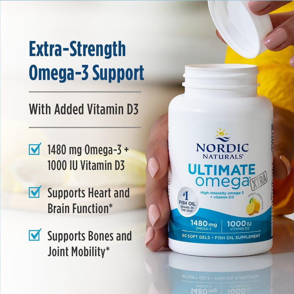 Nordic Naturals Ultimate Omega Xtra, Lemon Flavor - 60 Soft Gels - 1480 mg Omega-3 + 1000 IU Vitamin D3 - EPA & DHA - Brain, Heart, & Immune Health - 30 Servings Nordic Naturals buy supplements canada
