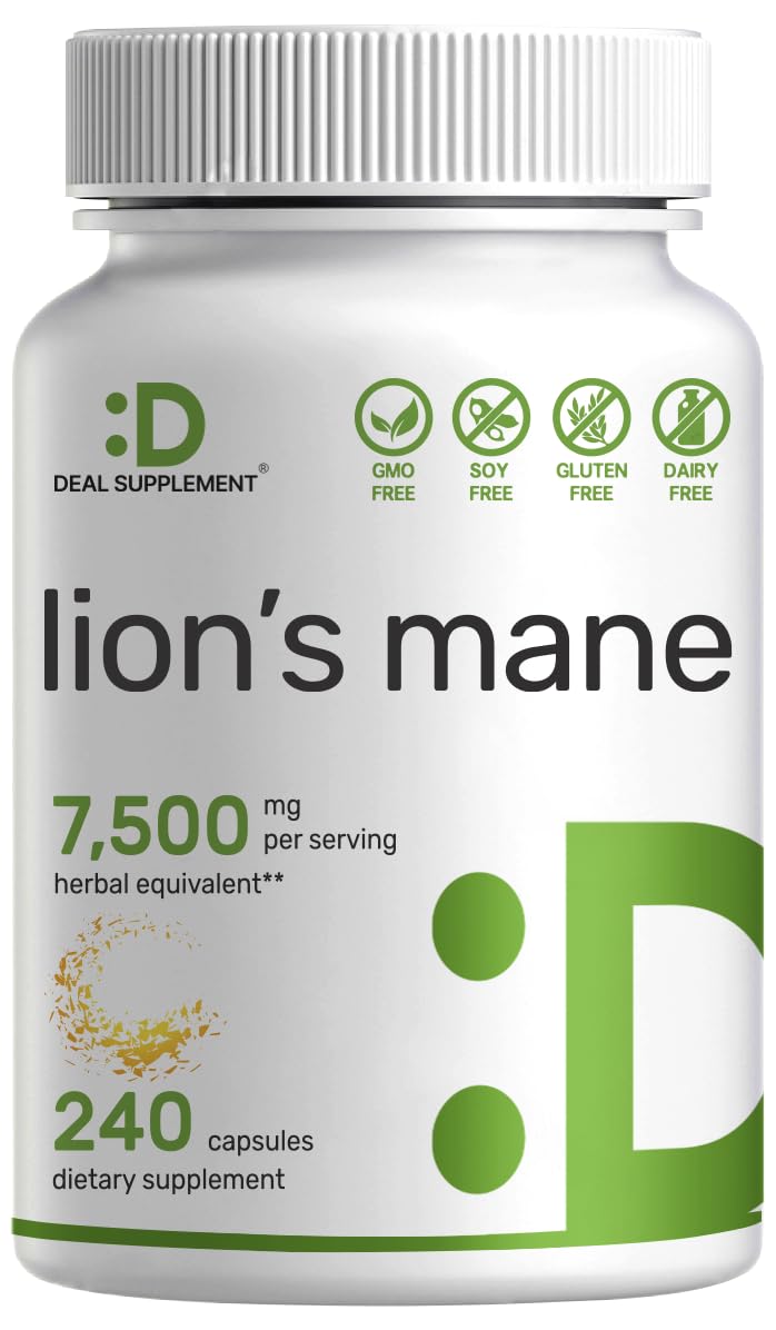 Lions Mane Mushroom Supplement, 7,500mg Per Serving, 240 Capsules – Active Fruiting DEAL SUPPLEMENT buy supplements canada