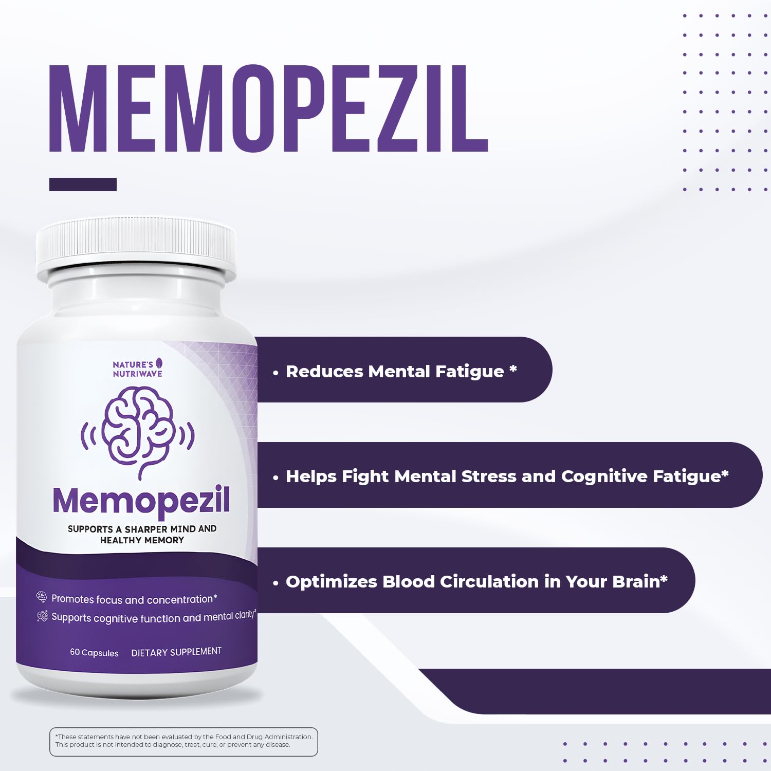 Memopezil – Daily Supplement with Vitamins A,B, C,D,E, Minerals & Botanical Extracts – Clean, Stimulant-Free Formula – GMP-Certified, Non-GMO, Made in USA - 60 Capsules, 30 Servings, 1 Month Supply Nature’s NutriWave buy supplements canada