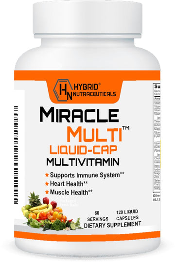 MiracleMulti Liquid Multivitamin Capsules for Men & Women - Complete Whole Food Blend Daily Vitamin & Mineral Supplement with CoQ10, B12, 42 Superfood Enzyme - 120 Softgels Hybrid Nutraceuticals buy supplements canada