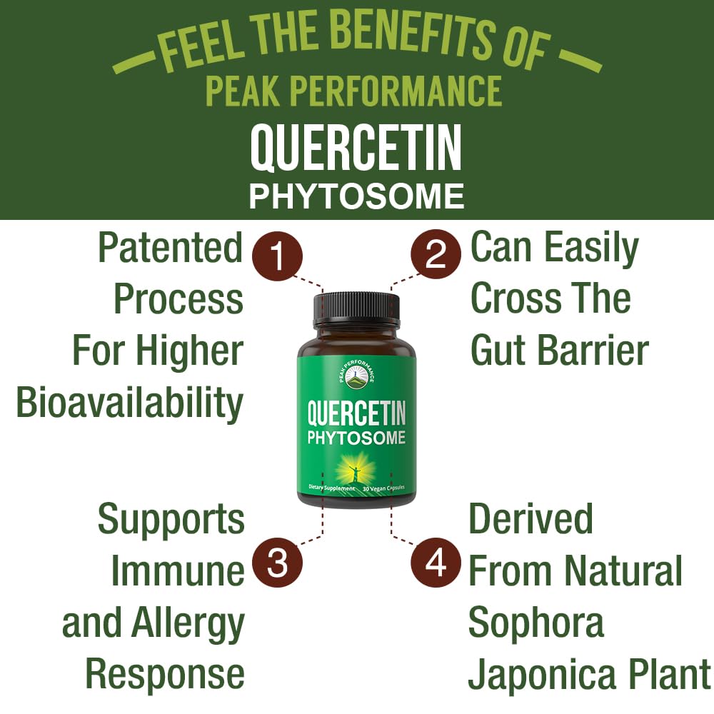 Peak Performance Ultra Pure Quercetin Phytosome Vegan Capsules - Rich Sophora Japonica Extract for Max Absorption Now. Quercetin 250mg Supplement Capsules. Made in USA Peak Performance buy supplements canada