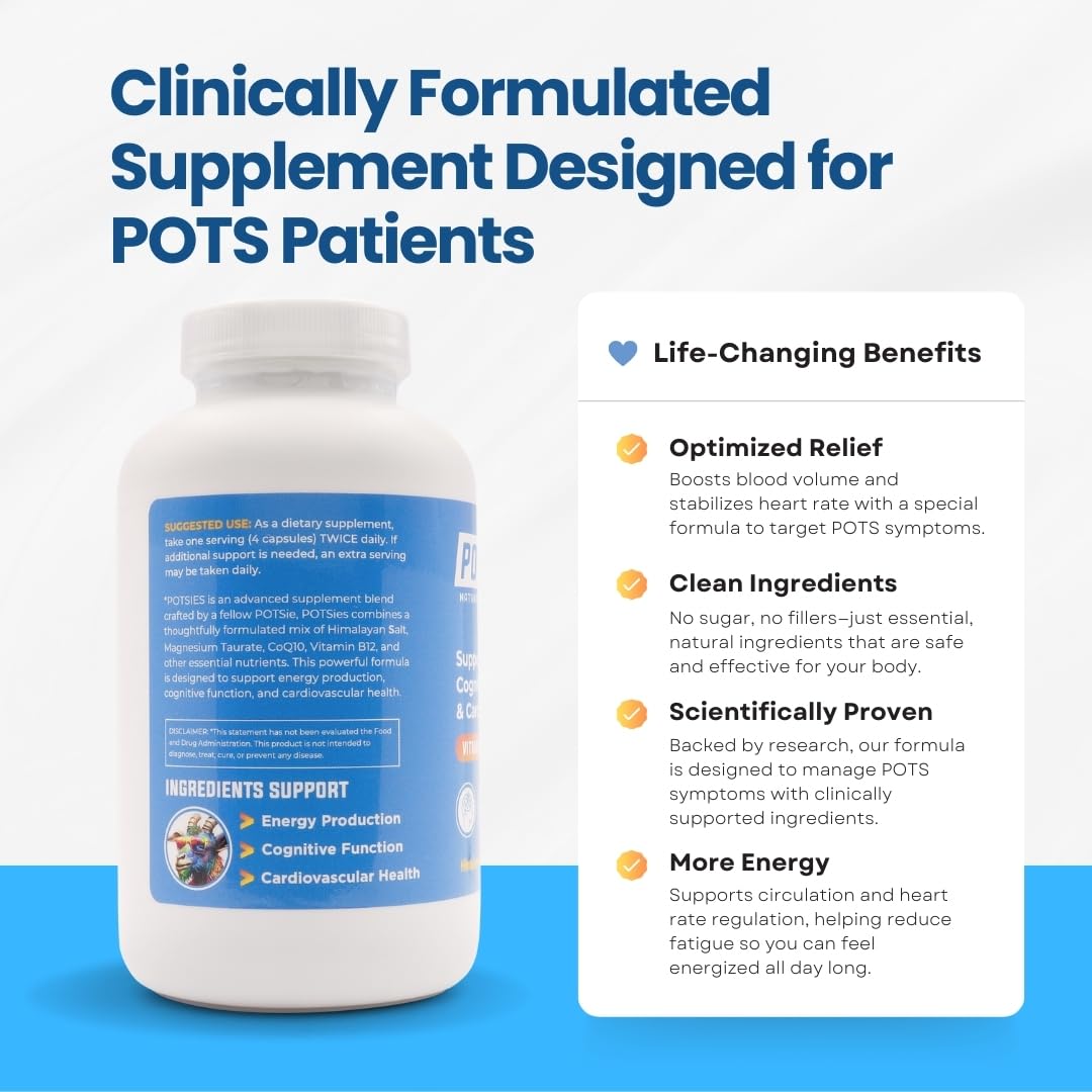 Potsies POTS Supplement Vitamin & Nutraceutical Mix Capsules for Pots Syndrome | POTS Management Essentials | 240 Capsules - 30 Day Supply Potsies buy supplements canada