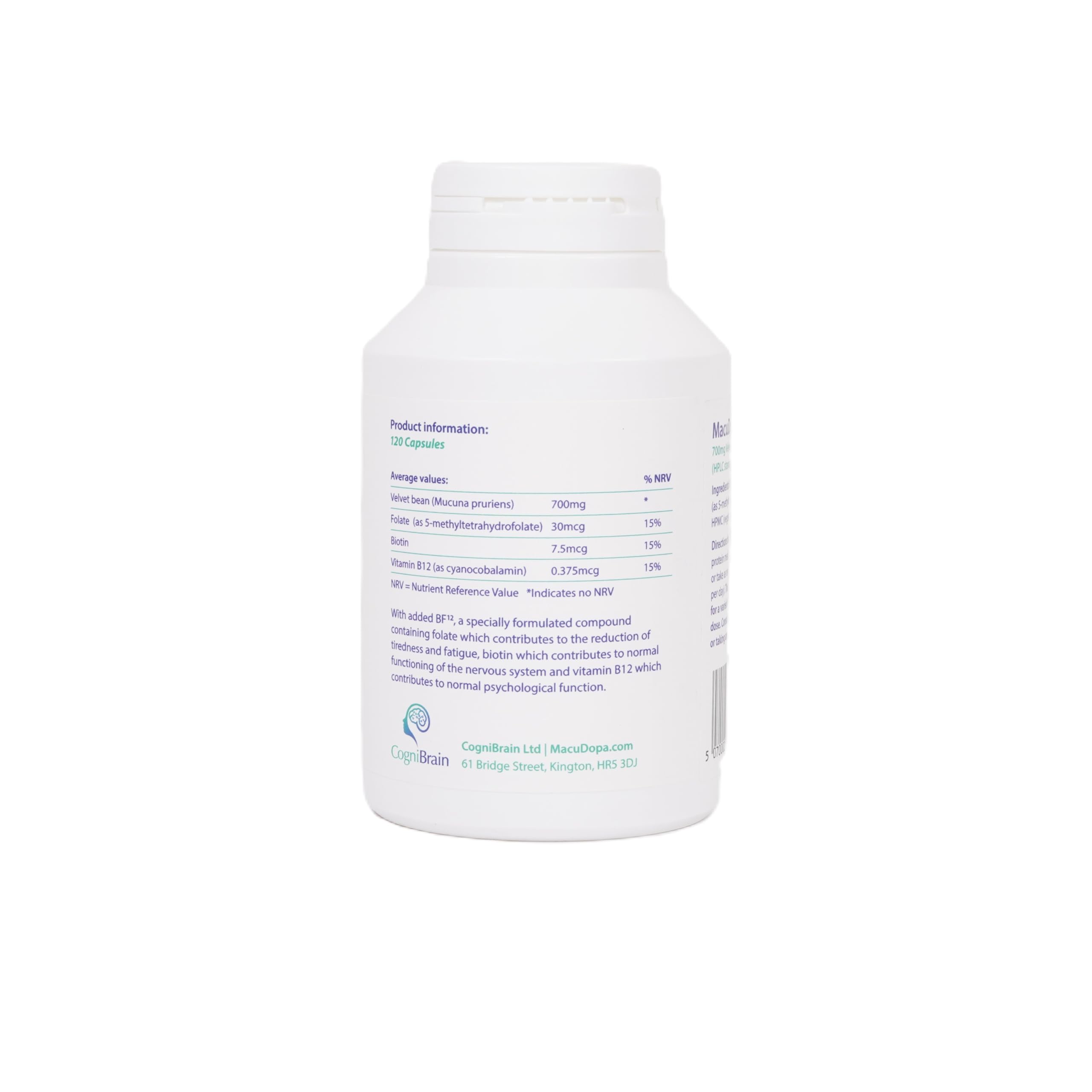 Macudopa Day Capsules 700mg Proprietary Blend, 63% HPLC standardised Levodopa. 120 Veggie Capsules MacuDopa buy supplements canada