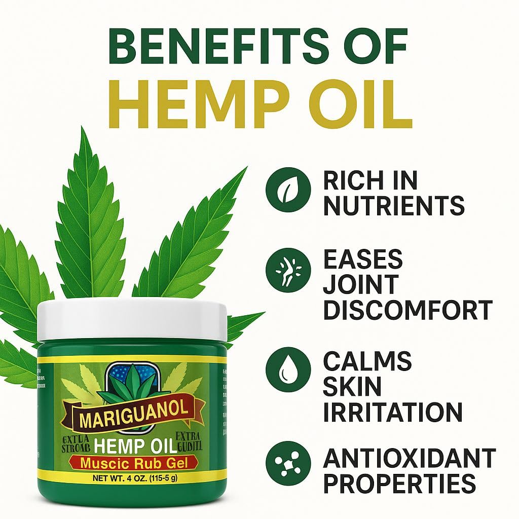 Mariguanol Extra Strong Muscle Rub Gel with Hemp Oil, Menthol & Camphor – Cooling, Fast-Absorbing Topical Gel for Post-Workout Active Lifestyles – Net Wt. (4 Ounce (Pack of 1)) MARIGUANOL buy supplements canada