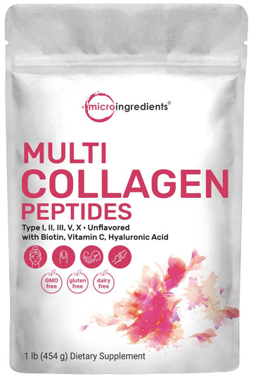 Multi Collagen Peptides Powder, 16 Oz - Hydrolyzed Protein Peptides | Type I,II,III,V,X Micro Ingredients buy supplements canada
