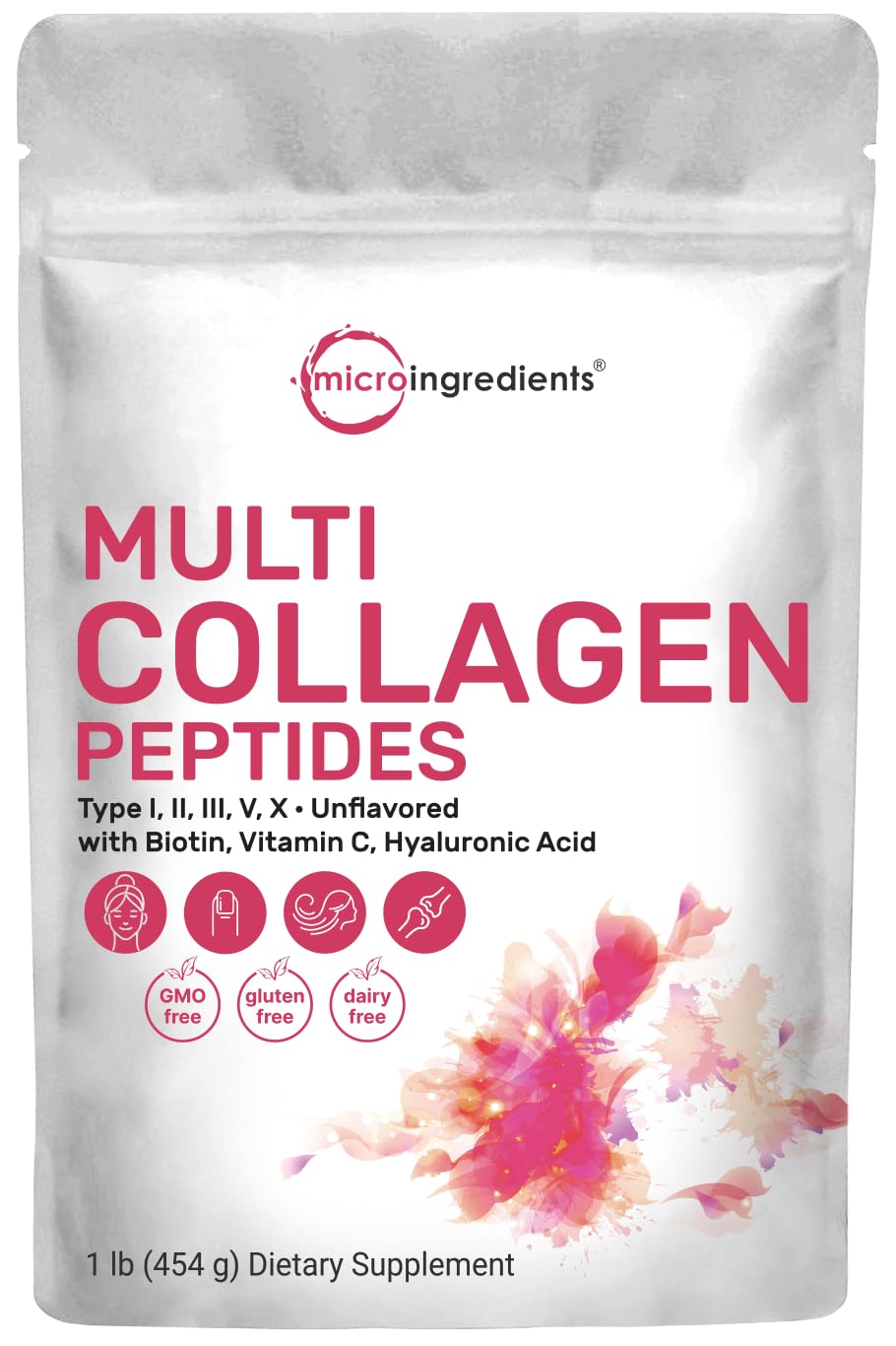 Multi Collagen Peptides Powder, 16 Oz - Hydrolyzed Protein Peptides | Type I,II,III,V,X Micro Ingredients buy supplements canada