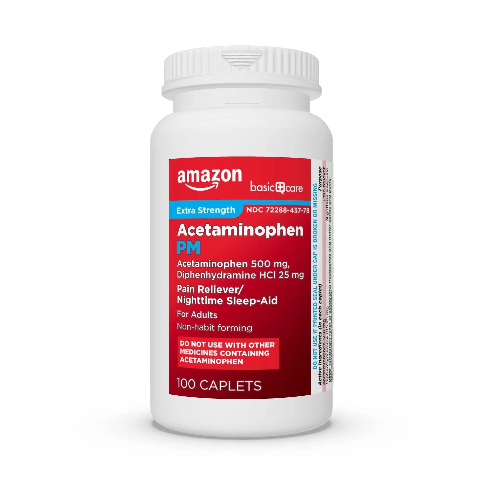 Amazon Basic Care Acetaminophen PM, Pain Reliever Plus Nighttime Sleep Aid, Blue, 100 Count Amazon Basic Care buy supplements canada