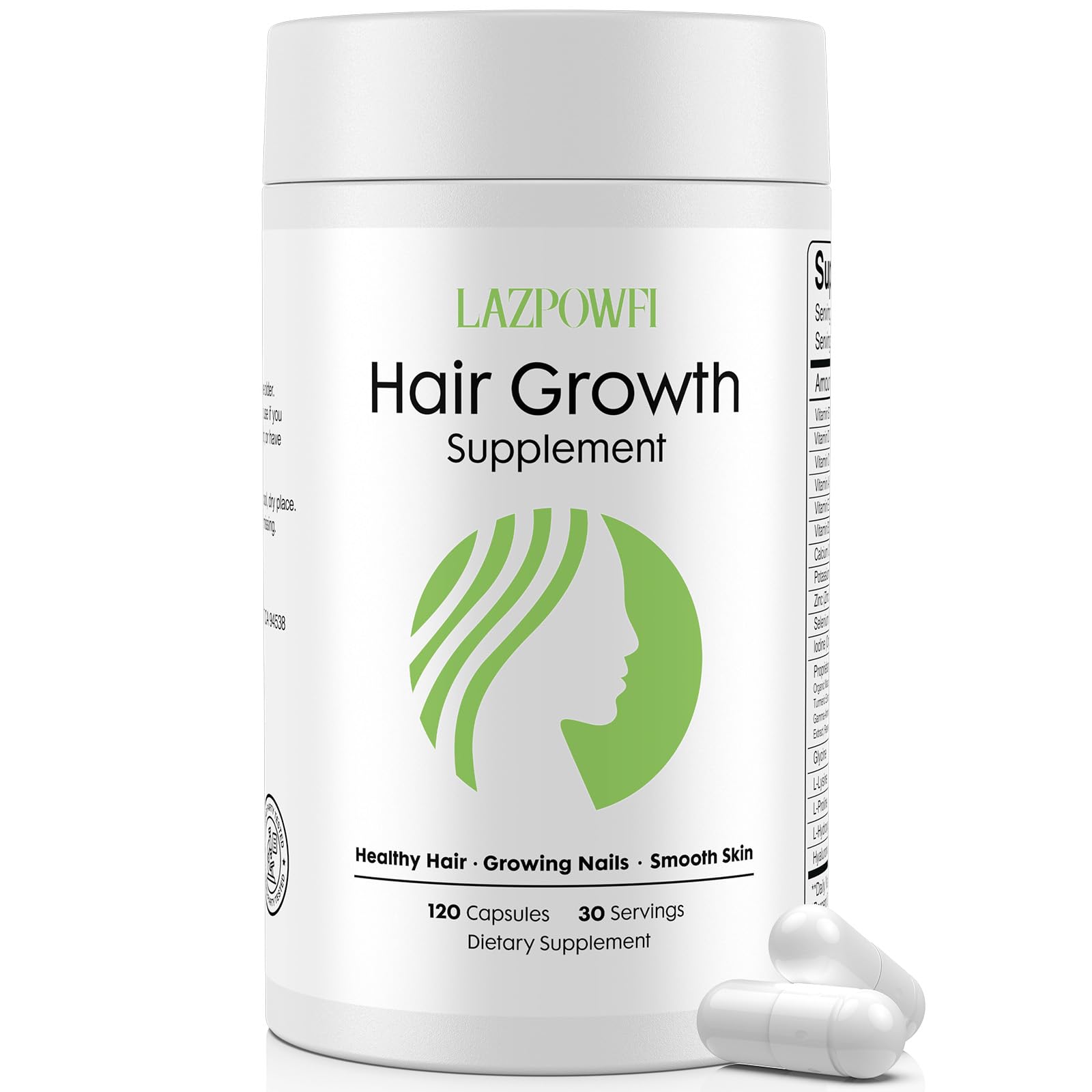 Lazpowfi Hair Growth Supplement, Biotin 10000mcg, 32-in-1 with Vitamin A, B3, C, Magnesium, Calcium, Hair Growth Products, Supports Hair & Nails Natural Growth Vitamins, for Women & Men - 30 Servings Lazpowfi buy supplements canada