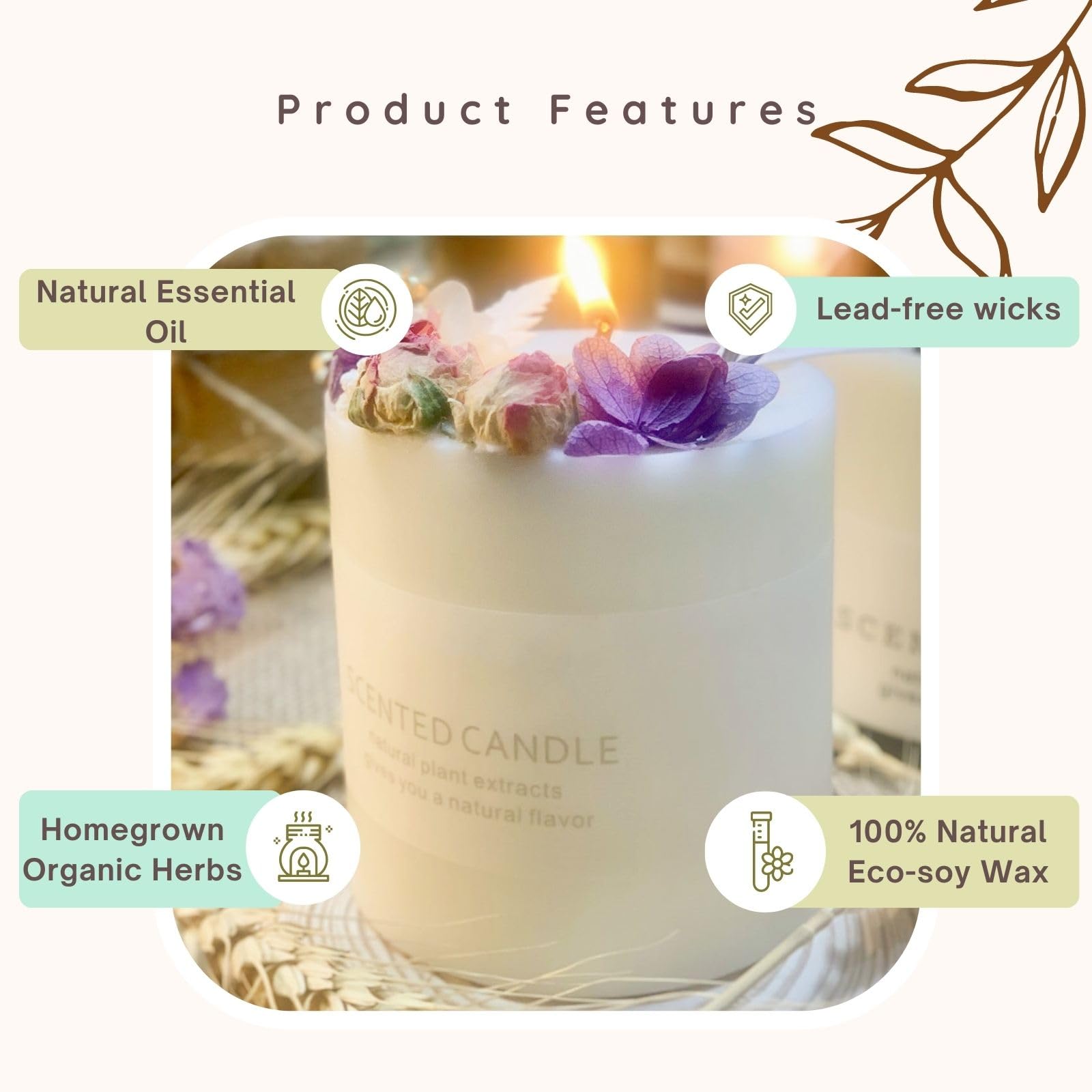 Natural Soy Scented Pillar Candles with Glass, Classic 10 oz Luxury Non Toxic White Bathroom Candle uniqicon buy supplements canada