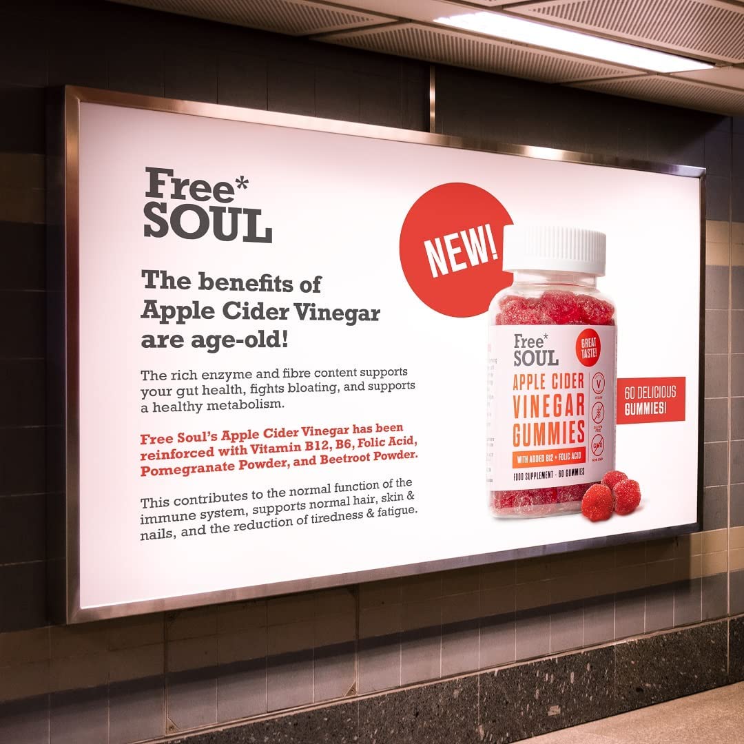 Apple Cider Vinegar Gummies with The Mother 1000mg Enhanced with Vitamin B12 & Folic Free Soul buy supplements canada