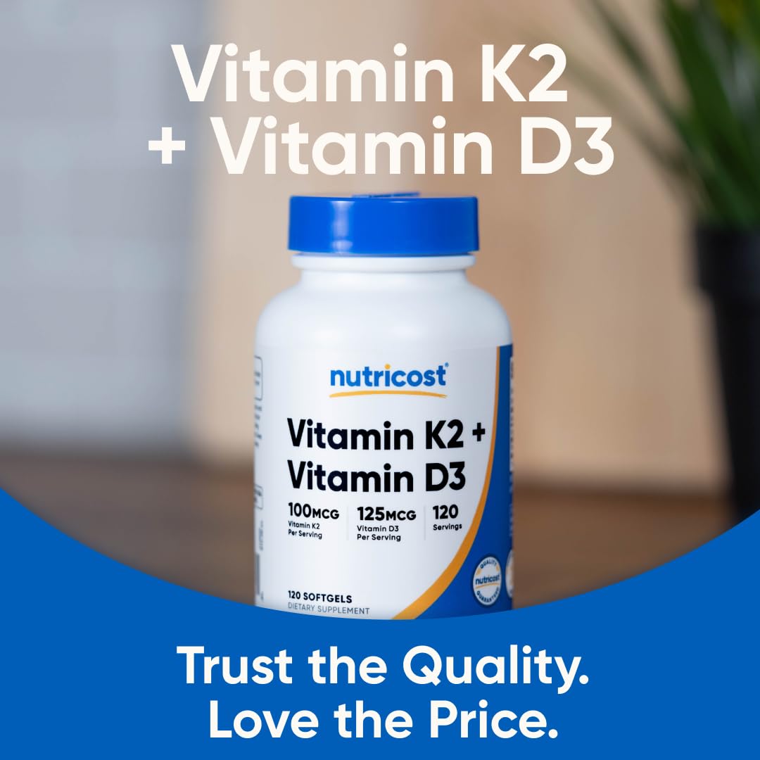 Nutricost Vitamin D3 + K2 (5000 IU D3 / 100mcg MK7), 120 Softgels – Gluten-Free & Non-GMO Nutricost buy supplements canada