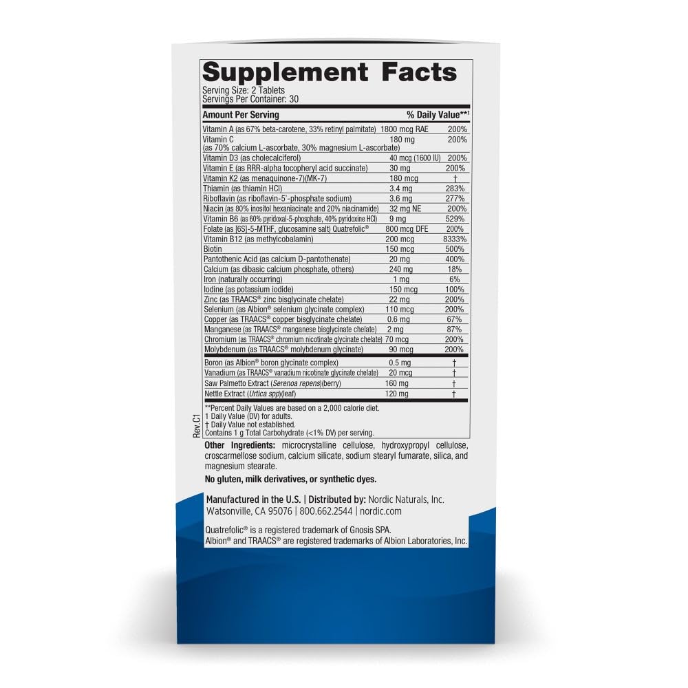 Nordic Naturals Men’s Multivitamin Extra Strength - Bone, Energy, & Blood-Vessel Support - Immunity Supplement - 20 Essential Nutrients - 60 Tablets - 30 Servings Nordic Naturals buy supplements canada