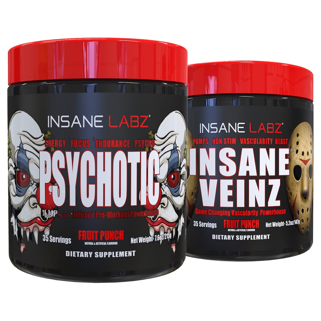 Psychotic, and Insane Veinz, Pre Workout Stack (Fruit Punch) Insane Labz buy supplements canada