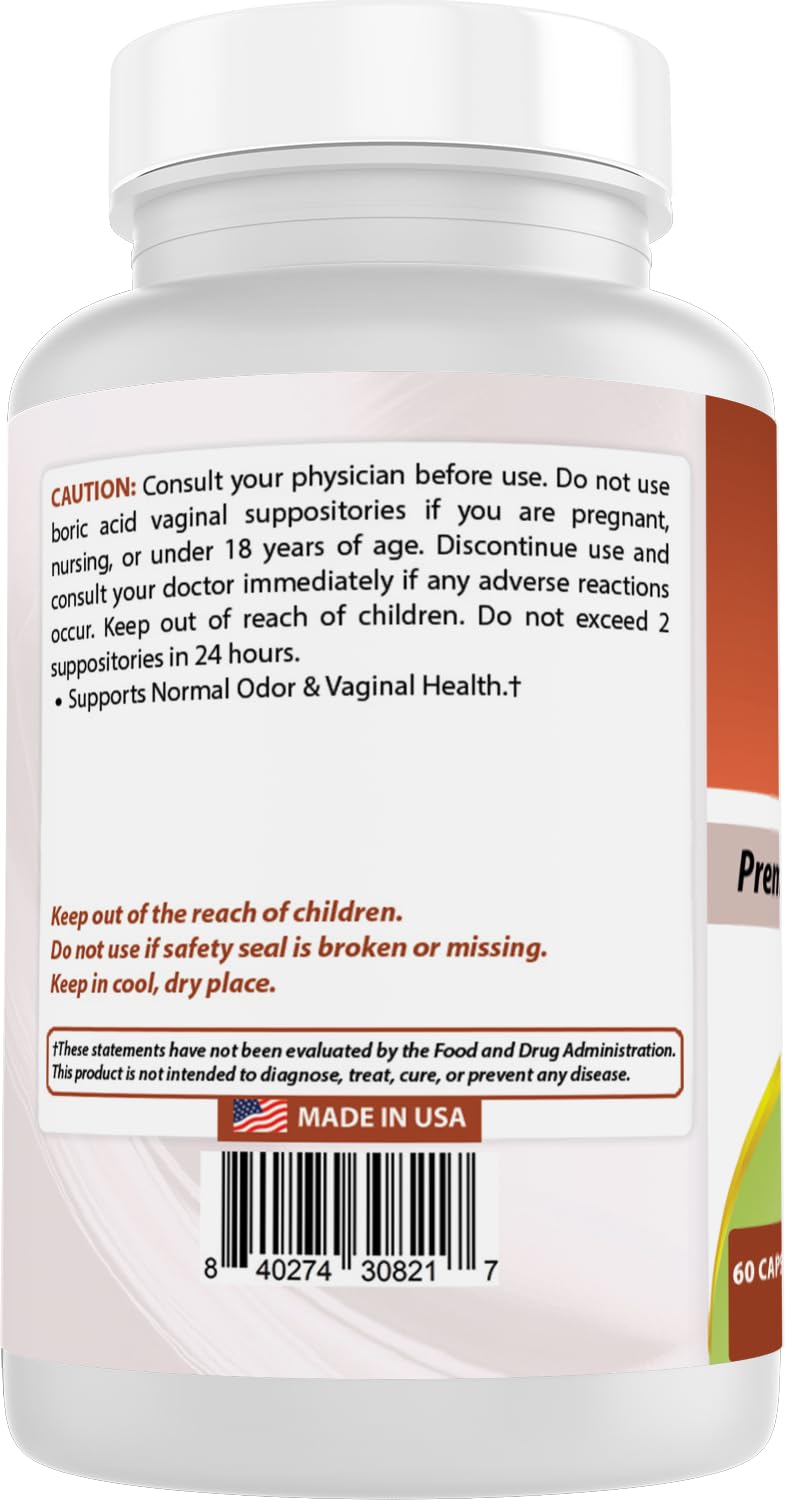 Best Naturals Boric Acid Vaginal Suppositories - Made in USA - USP Medical Grade Fine Powder, Easy Dissolve, Third Party Tested - 60 Count Best Naturals buy supplements canada