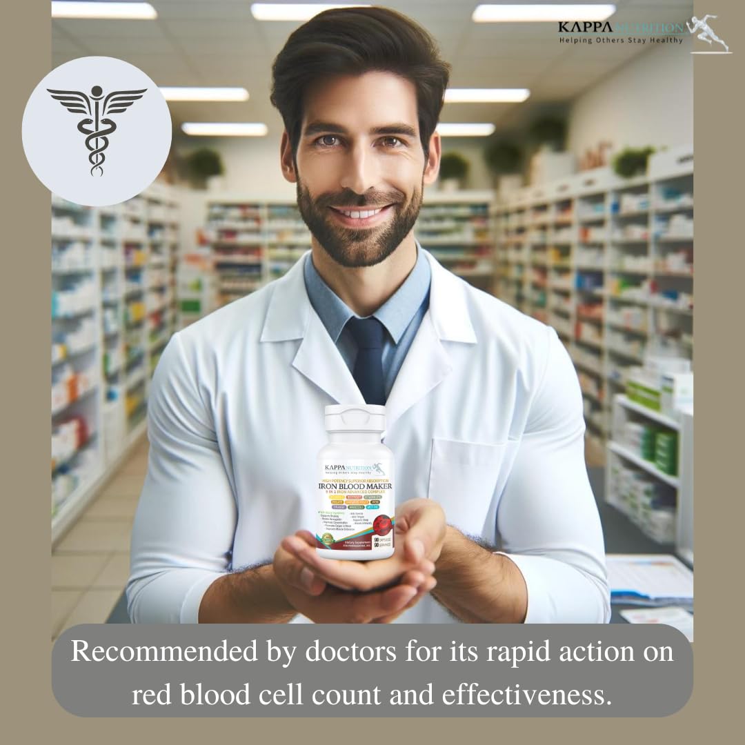 KAPPA NUTRITION Iron 26mg, Vitamin C & Orange 150mg, Folate 667mcg DFE, Vitamin B12, Beetroot, Brewers Yeast, Broccoli & MCT Oil 9 in 1 Advanced Complex (90 Capsules) KAPPA NUTRITION buy supplements canada