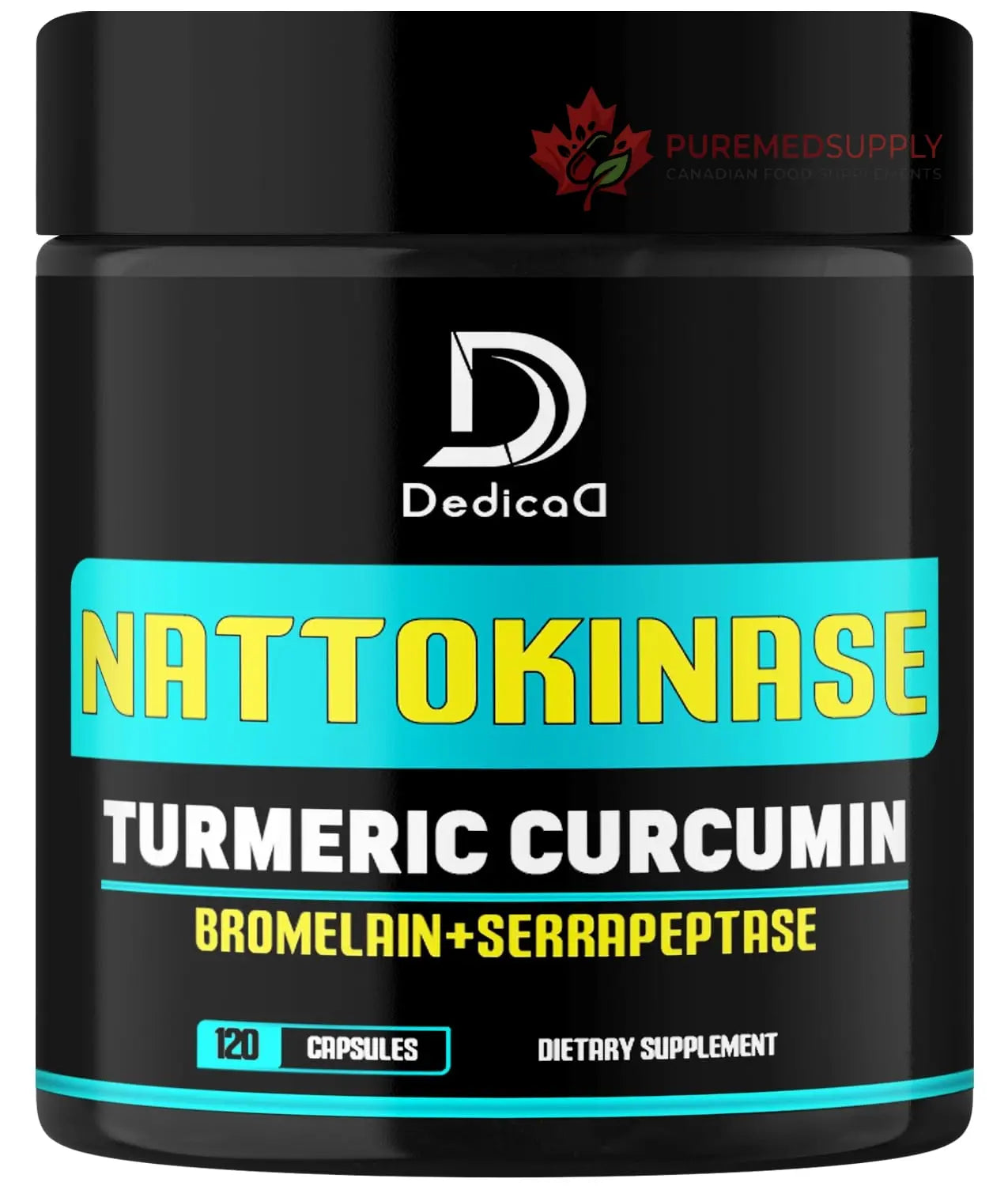 DEDICAD 4-in-1 Nattokinase 2000 Fu, Turmeric, Bromelain, Serrapeptase - Spike Protein Detox - Body Balance, Circulation Health & Immune System - 120 Capsules 4-Month Supply DEDICAD buy supplements canada