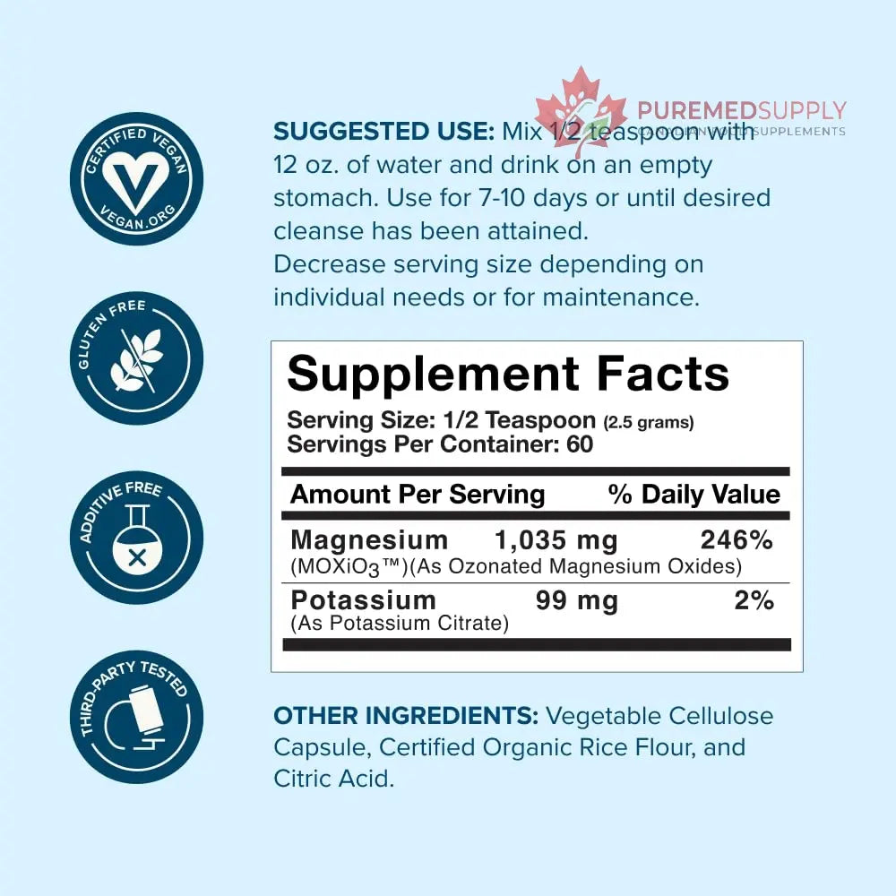nbpure MagO7 - Natural Colon Cleanse & Detox Powder - Occasional Constipation Relief, Stool Softener, & Bloating Support for Men & Women - Ozonated Magnesium Oxide, 150 Gram nbpure buy supplements canada
