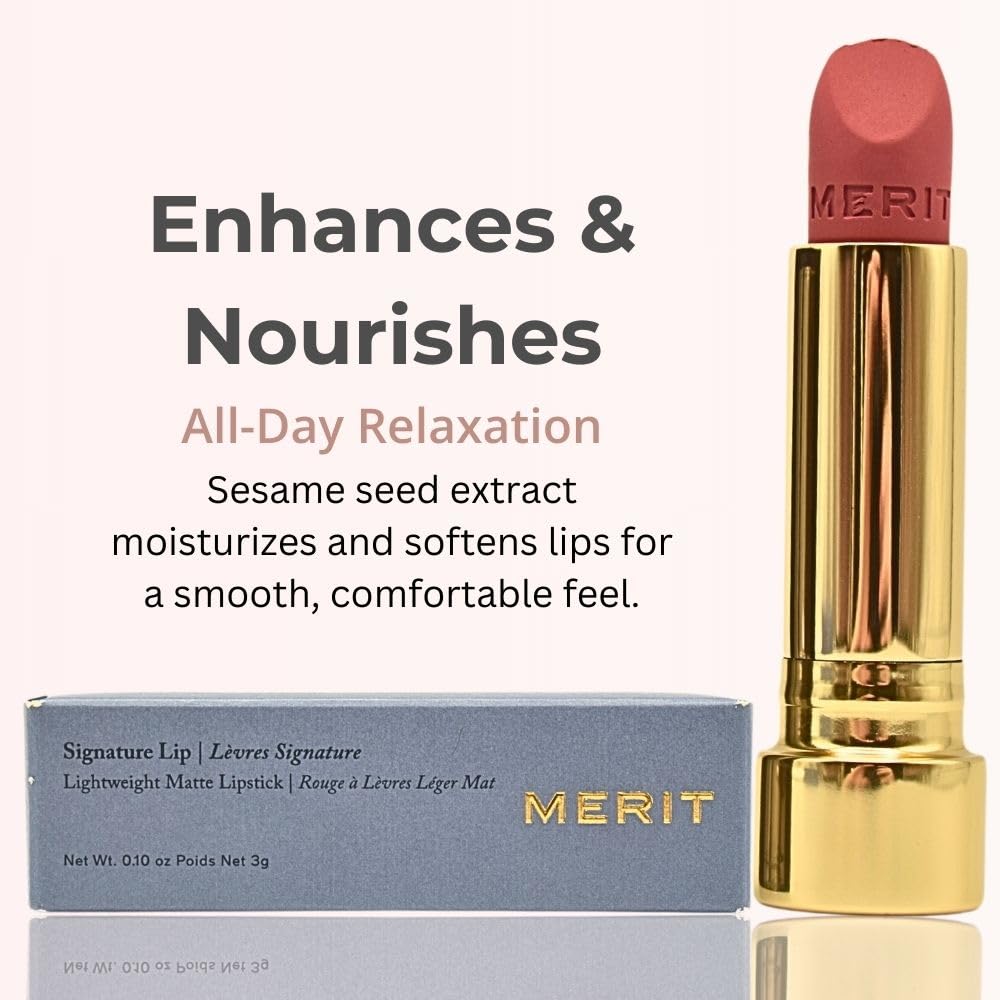 Merit Signature Lip Lightweight Matte Lipstick - 0.10 oz / 3 g (Sunday (pink), standard) Merit buy supplements canada