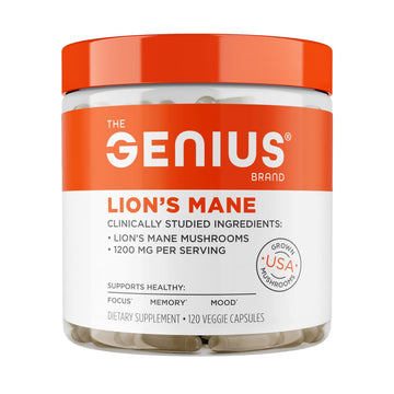 The Genius Brand Genius Lion's Mane - Plant-Based Supplement for Memory, Focus & Mood Support - Organic & Non-GMO - 120 Veggie Capsules The Genius Brand buy supplements canada