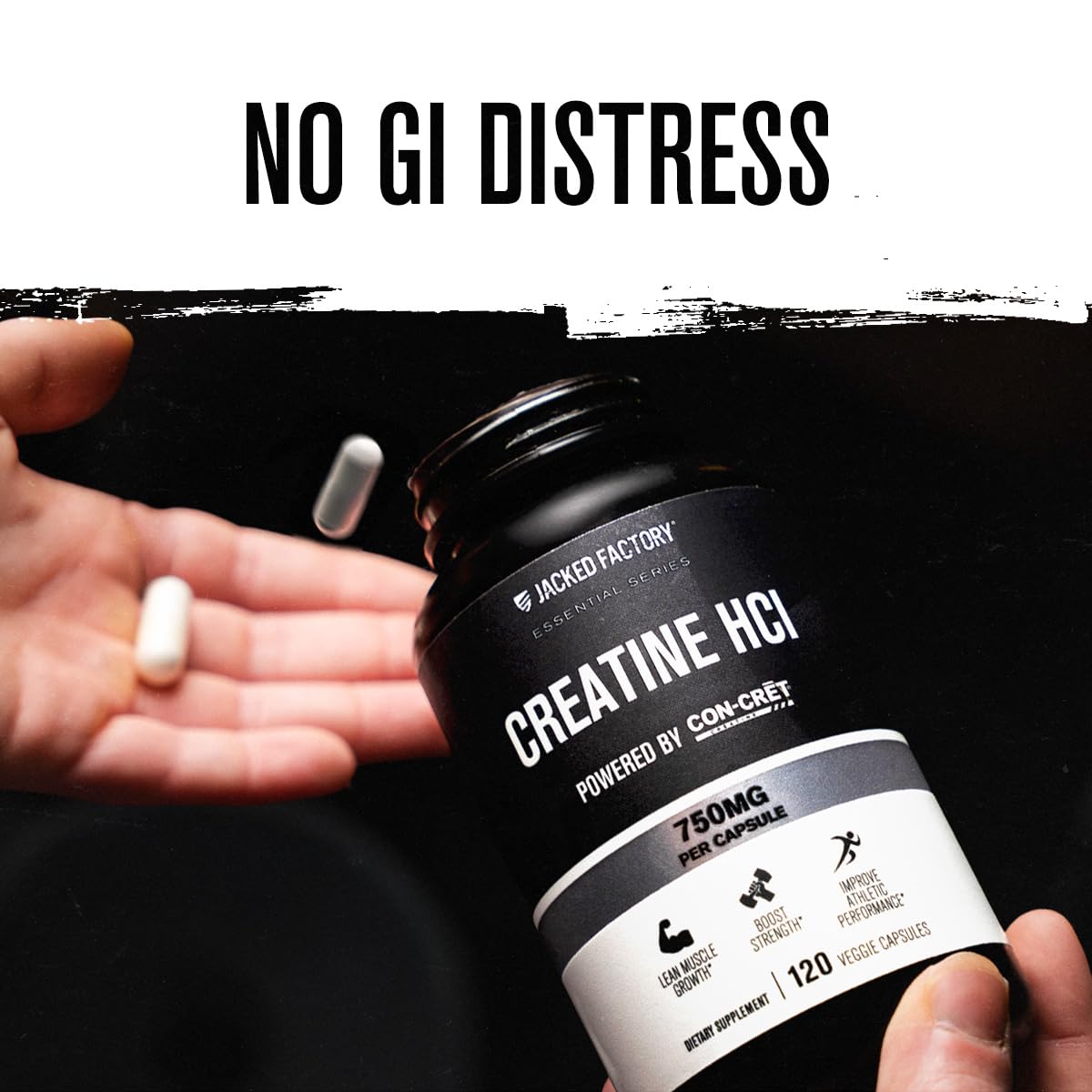 Jacked Factory Creatine HCl Capsules - CON CRET Creatine Pills 750mg - Lean Muscle Growth & Recovery, Boost Strength & Endurance, No Bloating or Cramps - 120 Capsules Jacked Factory buy supplements canada