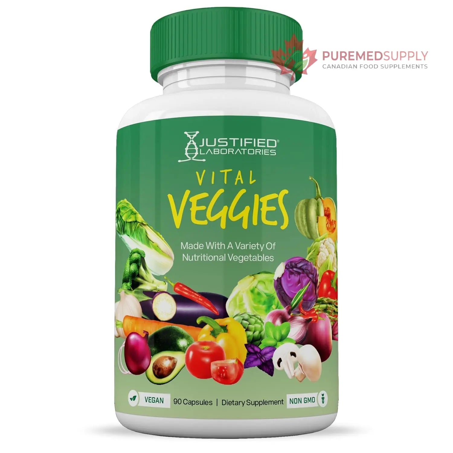(10 Pack) Vital Fruits and Veggies Supplement Whole Food Red & Green Superfoods Non GMO Vegan Friendly 900 Veggie Capsules 10 Bottles Justified Laboratories buy supplements canada