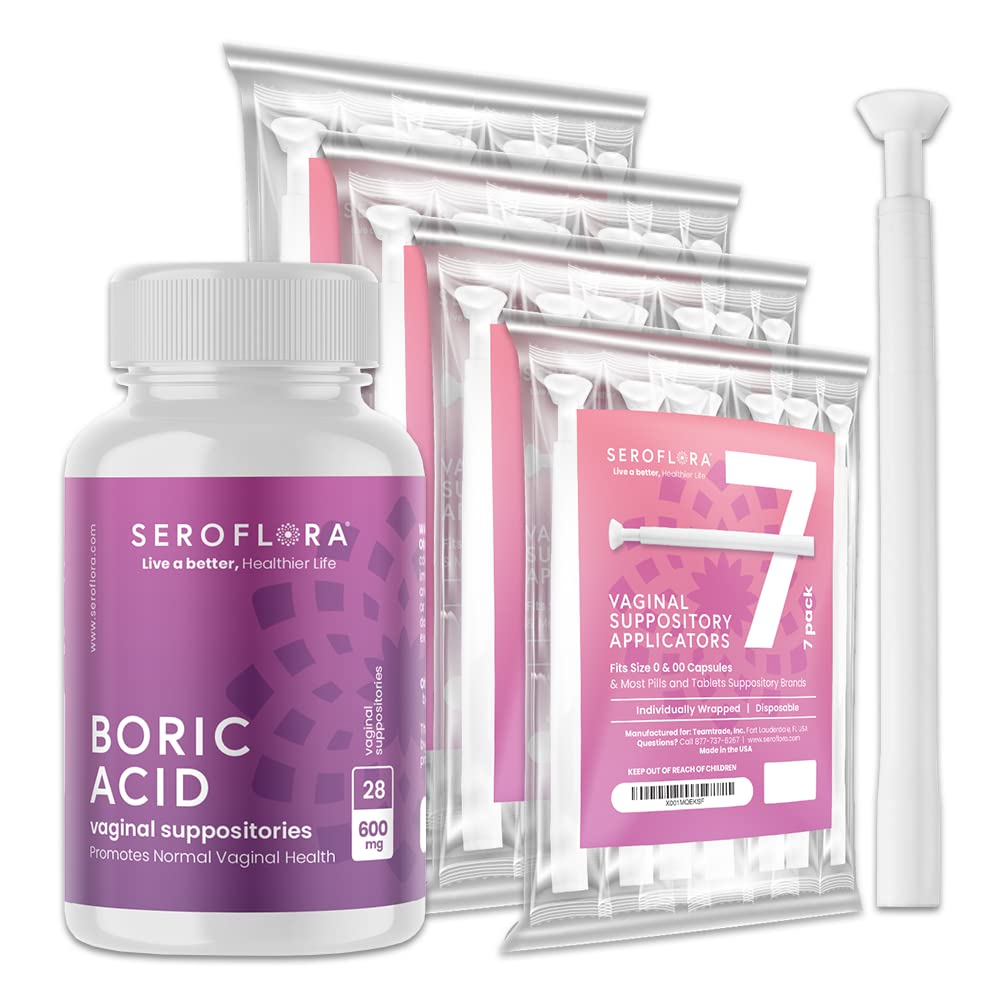 Seroflora Boric Acid 600mg Feminine Capsules, Feminine pH Support, Intimate Freshness for Women, Fast-Dissolving Capsules (30 Count) with Applicators (28 Count) SEROVERA buy supplements canada