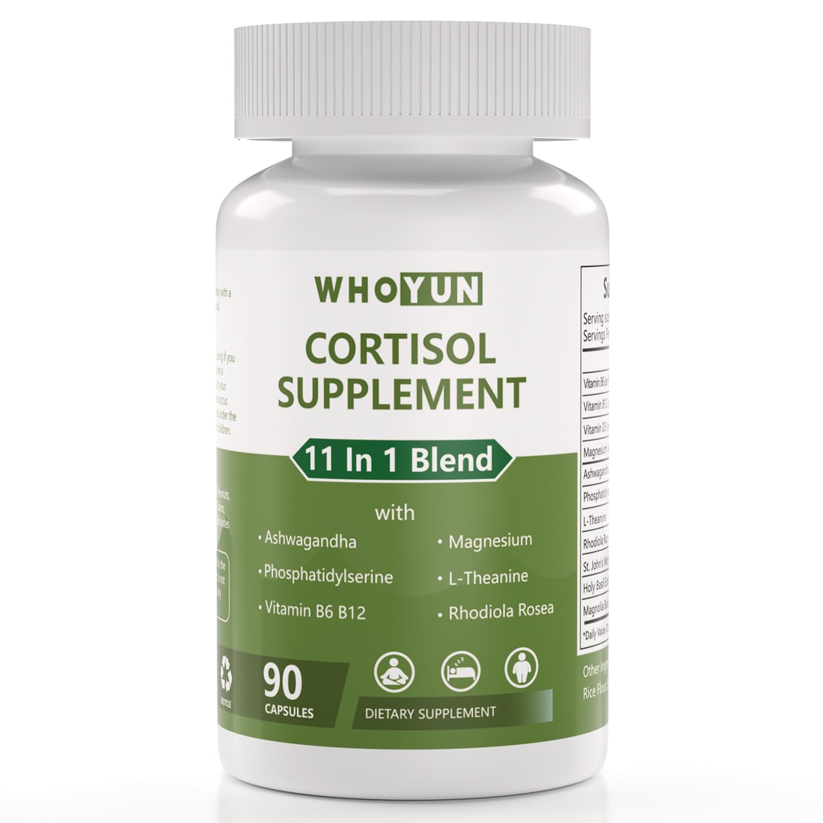 Whoyun Cortisol Supplement for Women, 11 in 1 Lower Cortisol Blend with Ashwagandha, Phosphatidylserine, Magnesium, L-Theanine, Vegan, 90 Capsules Whoyun buy supplements canada