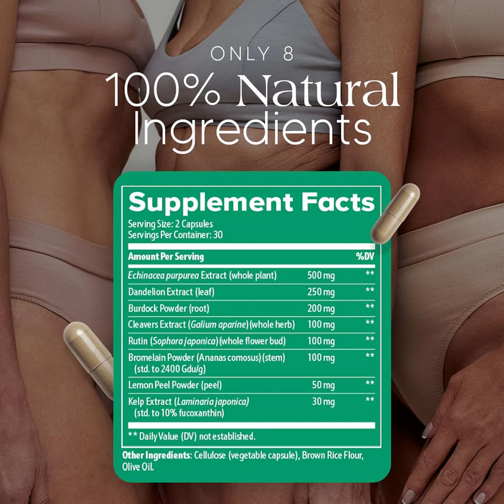 Megacephalus Lymphatic Drainage Capsules - New Maximum Potency Formula with Dandelion Extract, Cleavers Extract, Natural Ingredients, Vegan & Non-GMO, 60 Capsules (1) Megacephalus buy supplements canada