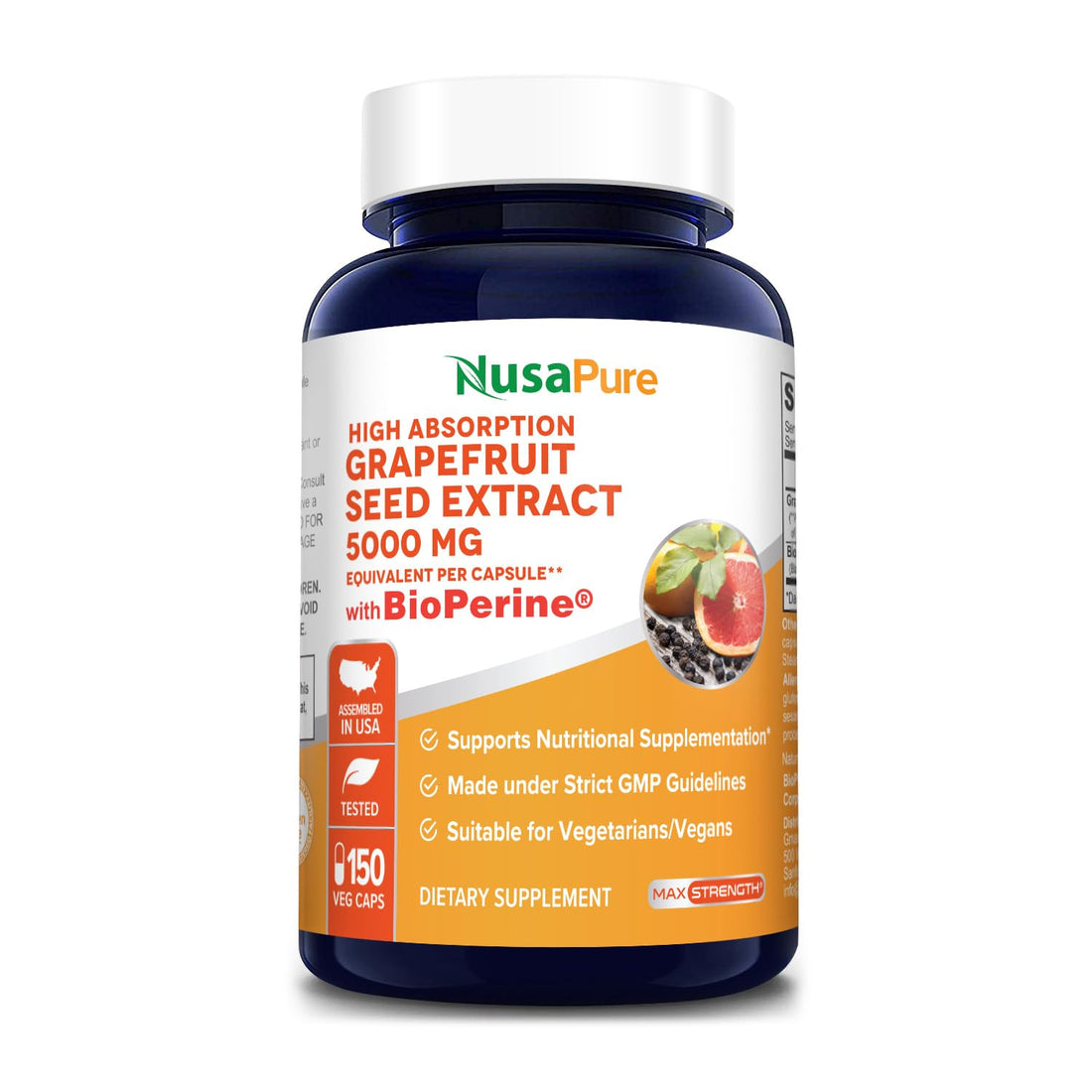 NusaPure Grapefruit Extract 5,000 mg per Capsule (Extract 10:1) Bioperine 150 Veggie caps (Gluten Free & Non-GMO) NusaPure buy supplements canada