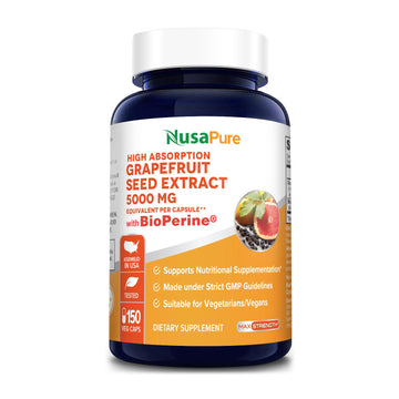 NusaPure Grapefruit Extract 5,000 mg per Capsule (Extract 10:1) Bioperine 150 Veggie caps (Gluten Free & Non-GMO) NusaPure buy supplements canada