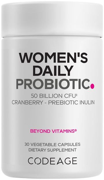 Codeage Women’s Daily Probiotic Supplement – 50 Billion CFU Supplement, Cranberry Fruit Powder, Prebiotic Chicory Root Inulin – Women’s Wellness Support – 1 Capsule Per Serving - Non-GMO – 30 Capsules Codeage buy supplements canada