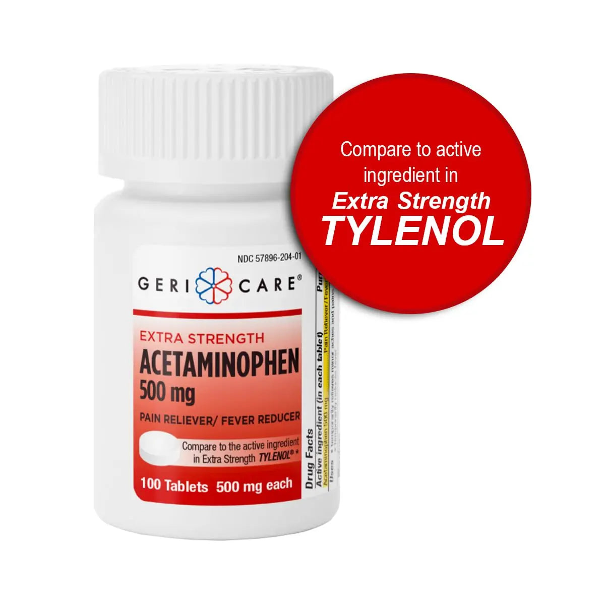 GeriCare Extra Strength Acetaminophen Pain Relief Fever Reducer Tablets, Strength 500mg Tablet | Joint, Muscle, Arthritis, Back Pain, Body Pain Relief, 100 Count (Pack of 2) GeriCare buy supplements canada