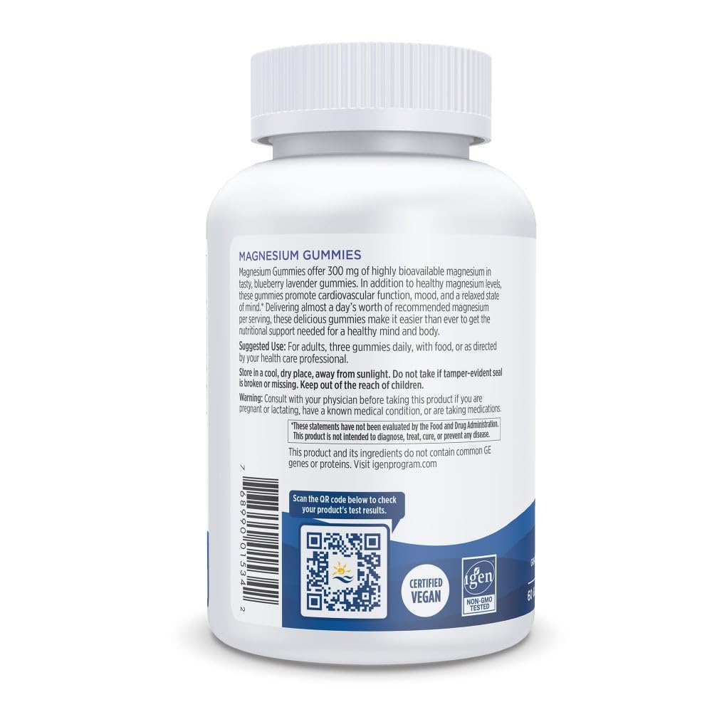 Nordic Naturals Magnesium Gummies for Adults, Blueberry Lavender Flavor - 60 Gummies - Vegan Magnesium Supplement for Mind, Mood, and Cardiovascular Support - Non-GMO - 20 Servings Nordic Naturals buy supplements canada