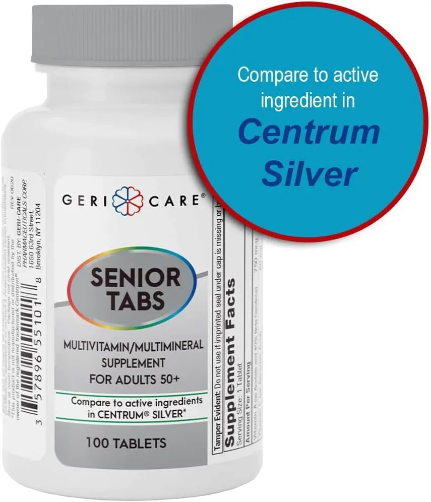 GeriCare Senior Tab 50+ Multivitamin and Minerals Tablets - Immune Support - Age-Defying Nutrition, 100 Count (Pack of 2) GeriCare buy supplements canada