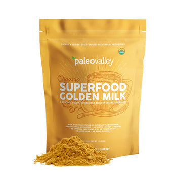 Paleovalley Organic Superfood Golden Milk - Immune, Focus, Cognitive, Longevity - Turmeric, MCT-Rich Coconut Milk, Functional Mushrooms, 30 Servings Paleovalley buy supplements canada
