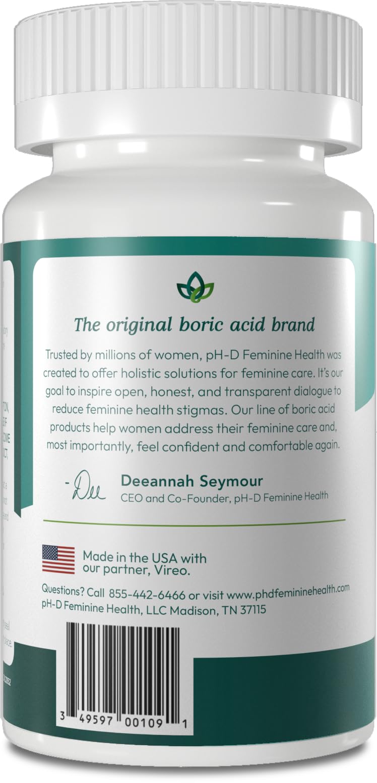 pH-D Feminine Health - 600 mg Boric Acid Suppositories - Woman Owned - for Vaginal Odor Use - 36 Count pH-D Feminine Health Support buy supplements canada