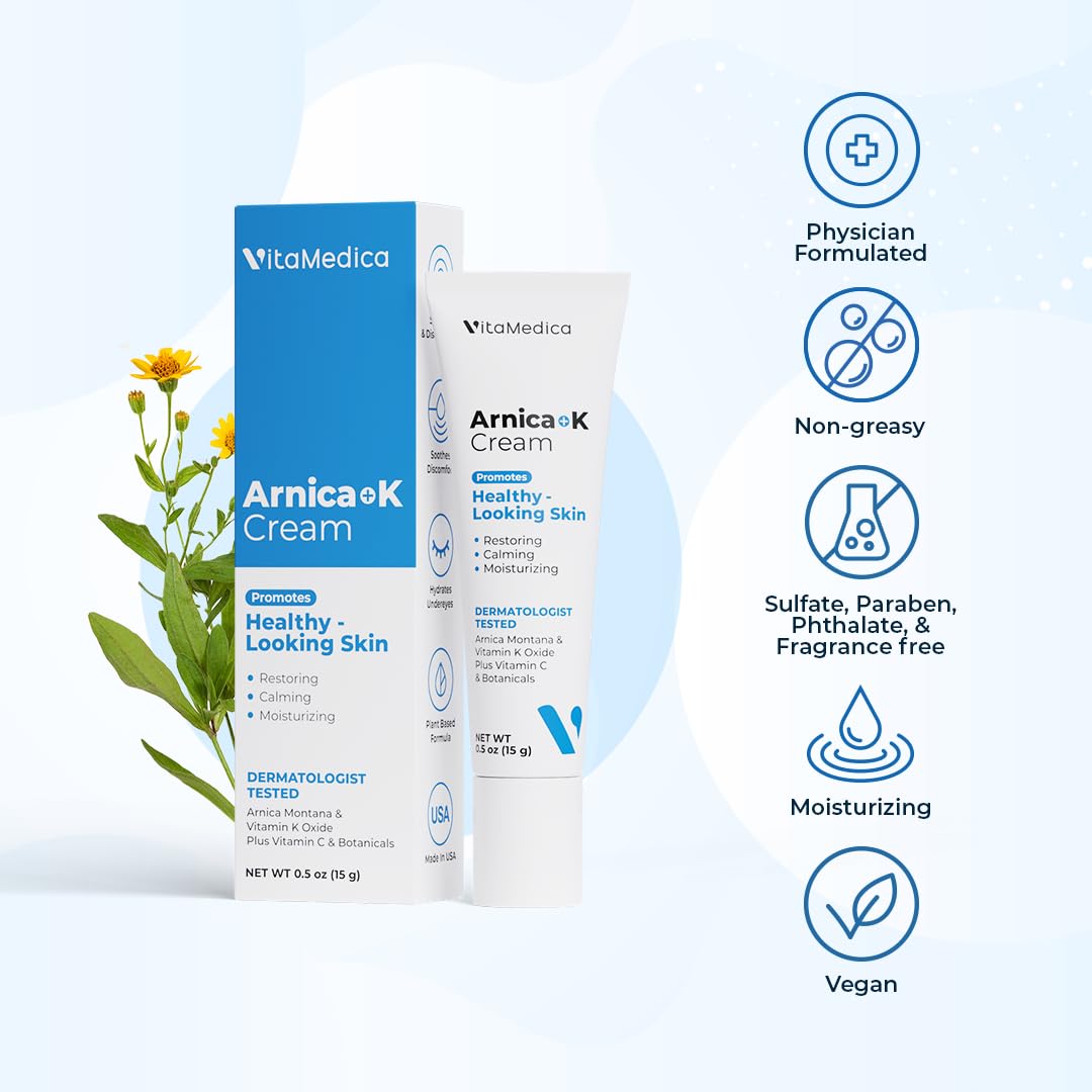 VitaMedica Arnica + Vitamin K Bruise Recovery Cream for Face & Under-Eye, Sensitive-Skin Formula, Post-Procedure Support, 0.5 oz VitaMedica buy supplements canada