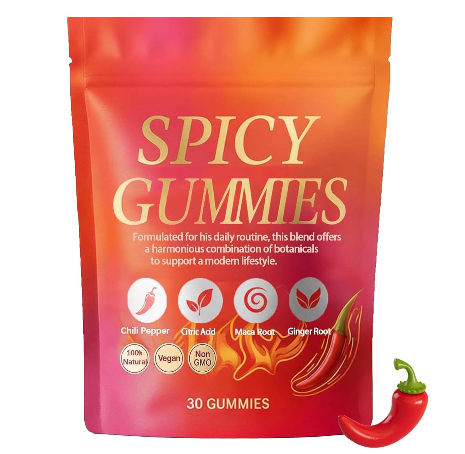 Spicy Gummy, Hot Peach Gummies – Natural Chili Flavor, Promote Calmness and Intimacy Wellness, 30 Gummies Voererh buy supplements canada
