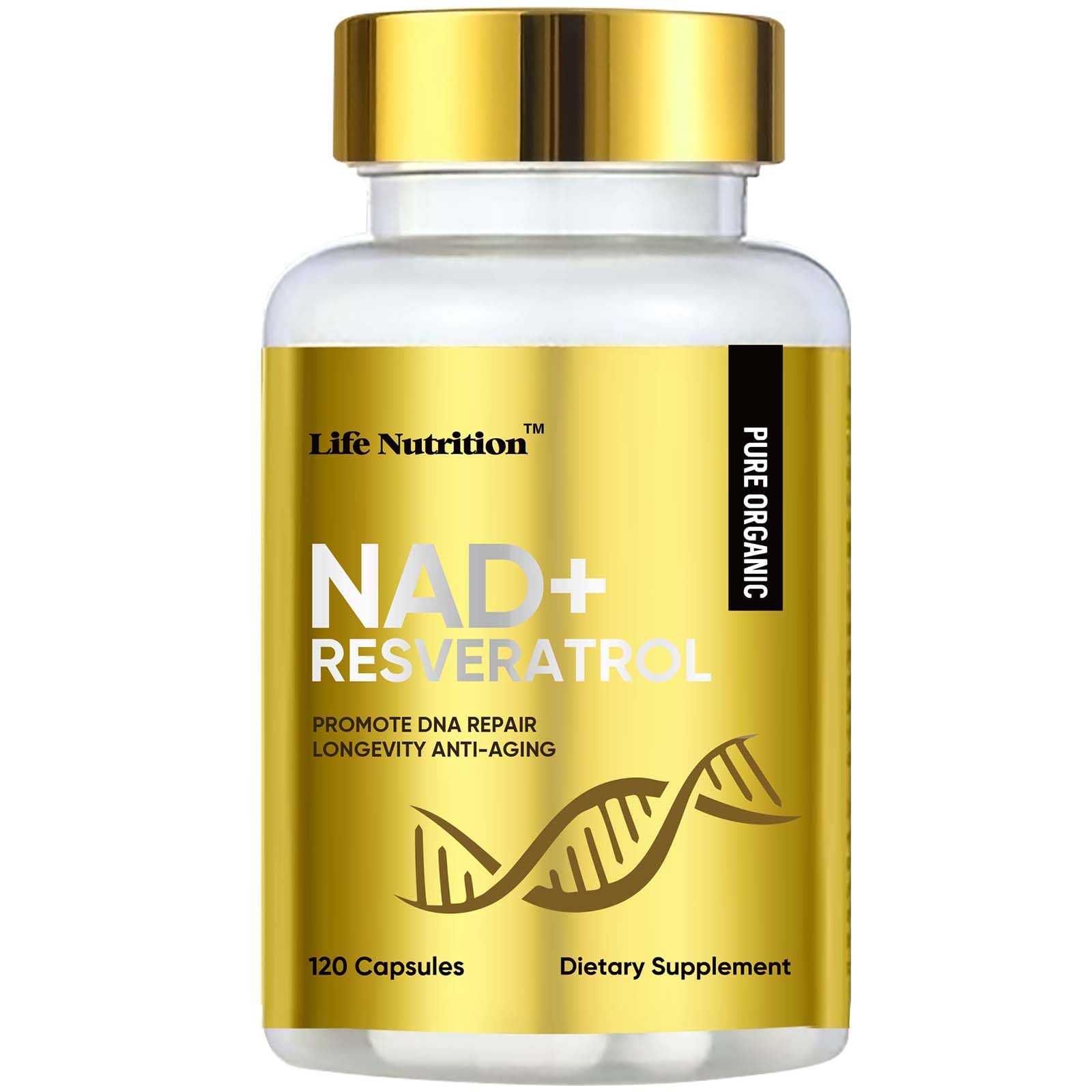 Life Nutrition NAD+ Supplement 1000 mg - 120 Capsules True NAD+ & Resveratrol, NMN Alternative Supports Anti-Aging, Cellular Energy & Repair, Metabolism & Brain Boost for Men & Women Life Nutrition buy supplements canada