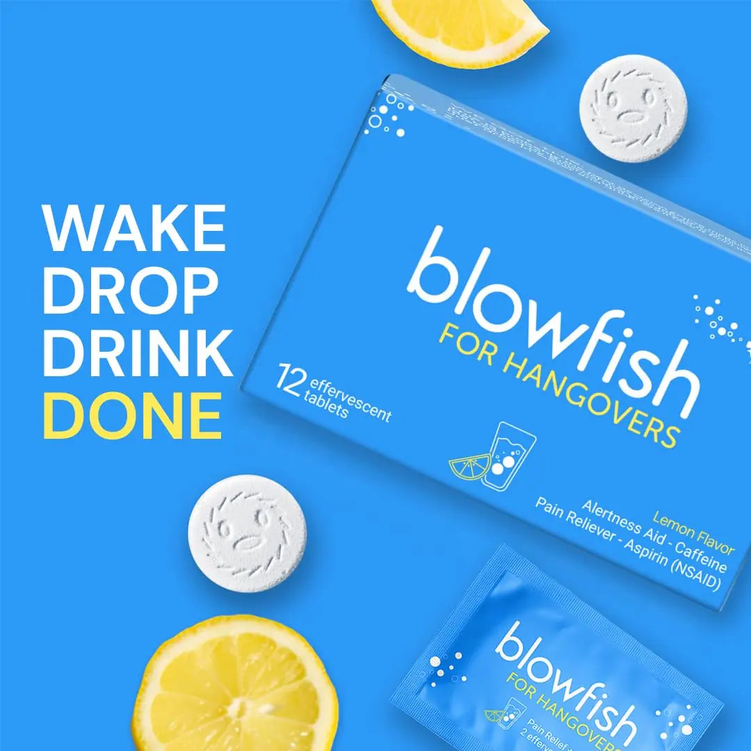 Blowfish for Hangovers - Fast Hangover Relief in 15 Minutes | FDA-Recognized Formulation | Headache Relief, Energy, and Hydration in One Step Blowfish buy supplements canada
