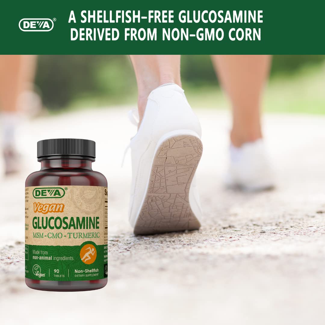 Deva Vegan Glucosamine-MSM-CMO & Turmeric Supplement - Gluten Free Plant Based Nutritional Supplement - 90 Tablets, 1-Pack DEVA buy supplements canada