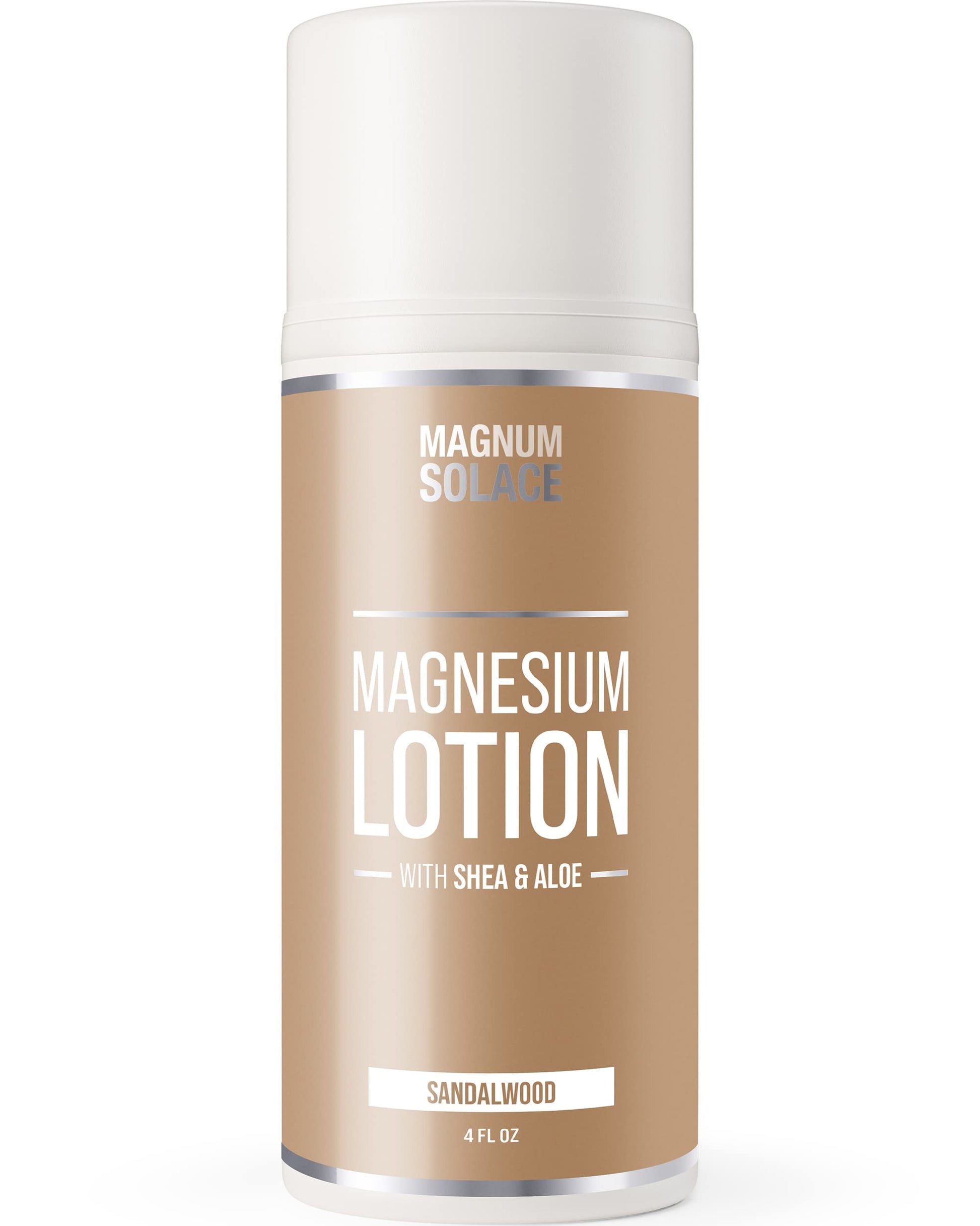 Magnum Solace Magnesium Lotion – Super Concentrated – Made with Aloe and Shea – For Leg Cramps, Sore Muscles & Joints, Rejuvenation – Safe for Kids, Made in the USA (Sandalwood) Magnum Solace buy supplements canada