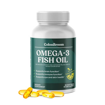 ColonBroom Omega 3 Fish Oil 2640 mg Softgels | Lemon Flavor | Daily Fish Oil Omega-3 Supplement for Women & Men with EPA & DHA | Gluten-Free, Non-GMO, Natural (60 Softgels, 2 Month Supply) ColonBroom buy supplements canada