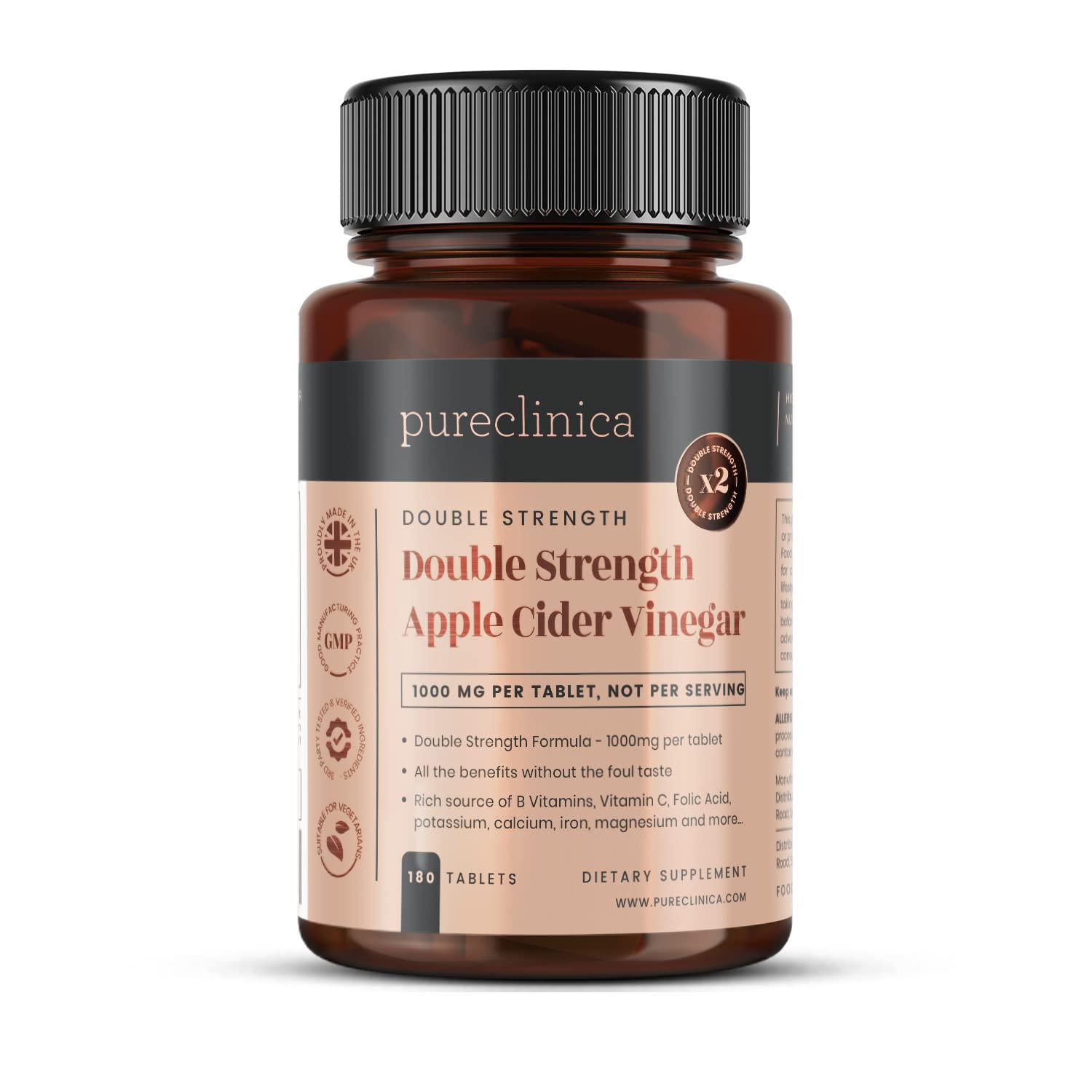 Double Strength Apple Cider Vinegar 1000mg x 180 Tablets (6 Months Supply) pureclinica buy supplements canada