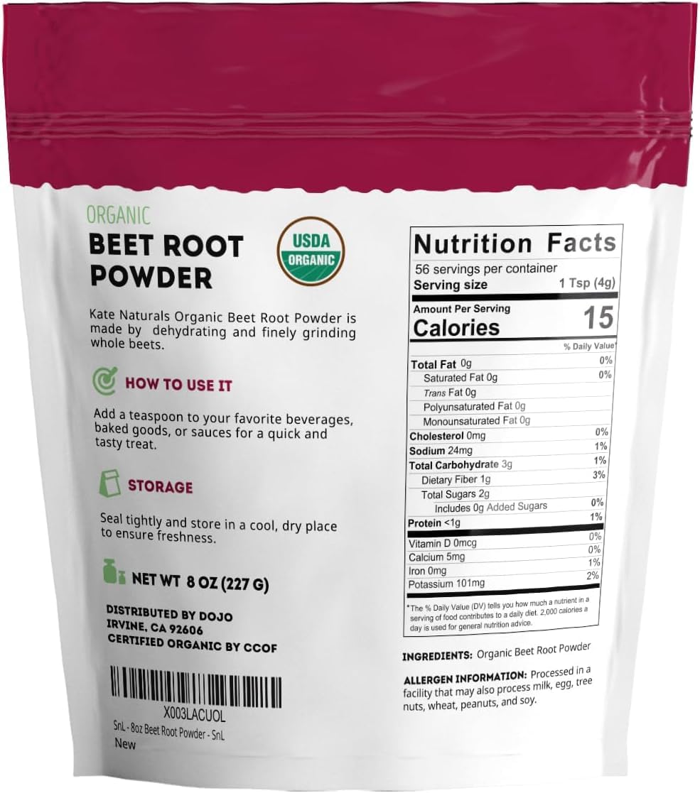 Kate Naturals Organic Beet Root Powder for Smoothies, Baking & Juice. Raw Beetroot Superfood & Natural Red Food Coloring Kate Naturals buy supplements canada