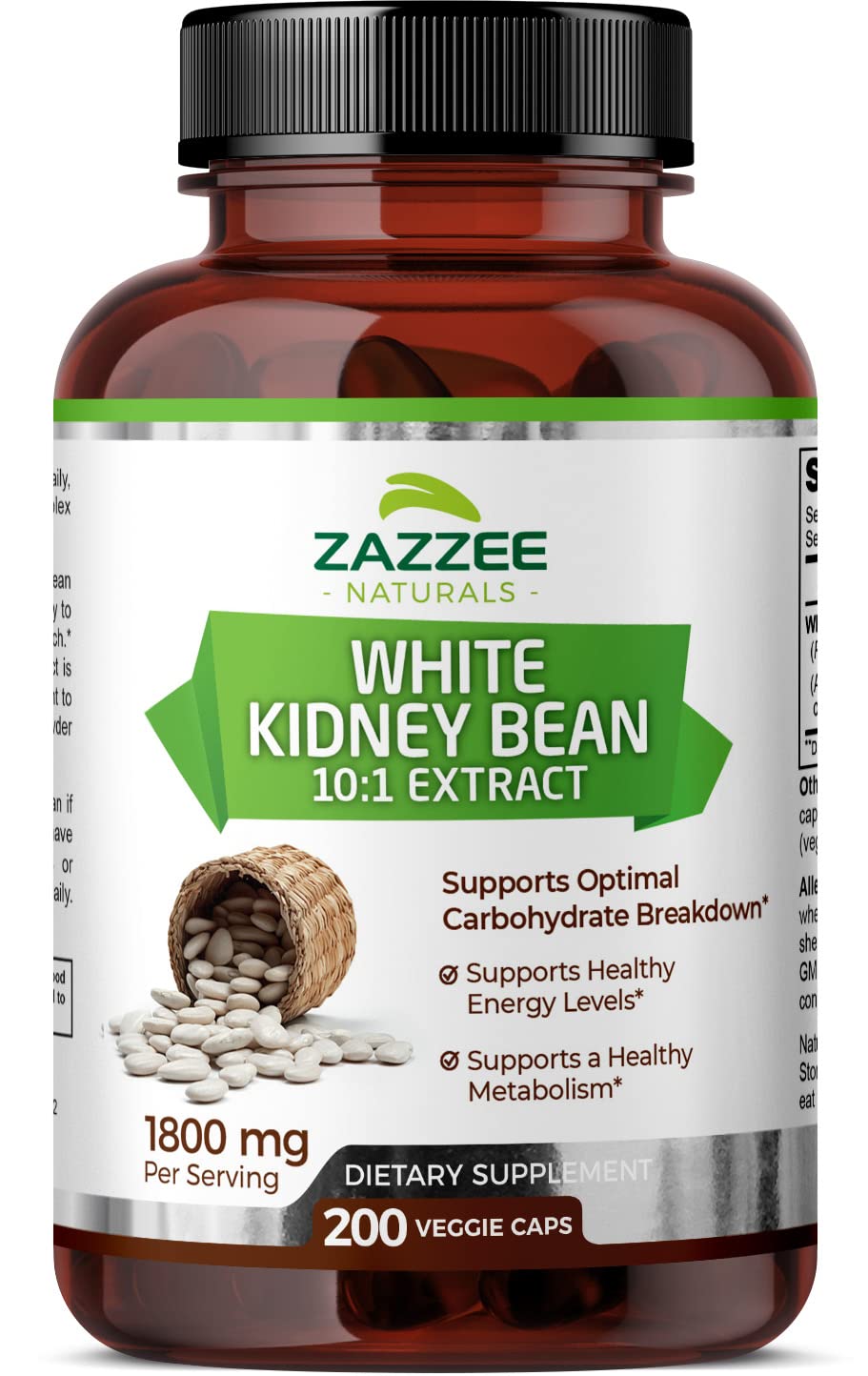 Zazzee White Kidney Bean 10:1 Extract, 18,000 mg Strength, 200 Vegan Capsules, Over 2 Month Supply Zazzee buy supplements canada